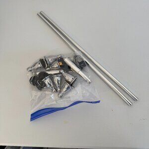 Set of 2 Toilet Paper Holders & Set of 2 Towel Rods | Chrome Finish